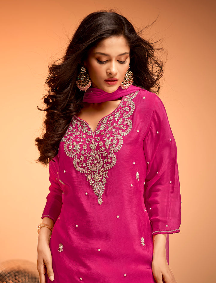 Majestic Fuchsia Georgette Sharara Set