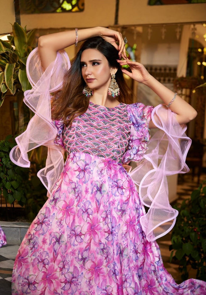 Enchanting Pink Floral Gown by B Girl