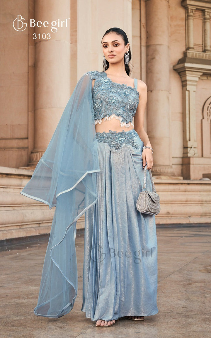 Chic Sky Blue Plazo Set by B Girl