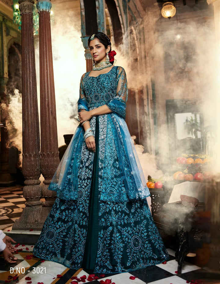 Dream in Teal – Graceful Indo-Western Flair