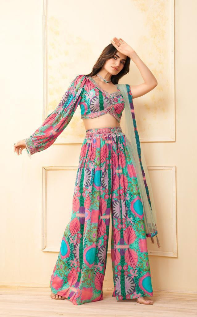 Chroma Chic – Printed Palazzo Fusion Set