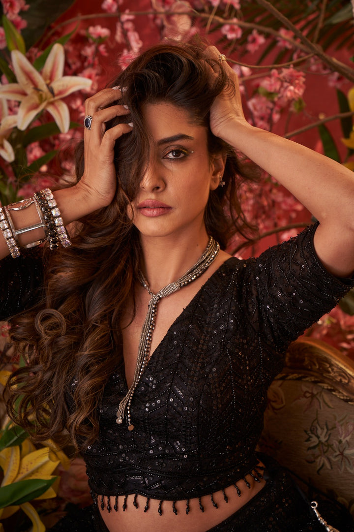 Black Beauty Sequin Lehenga Set