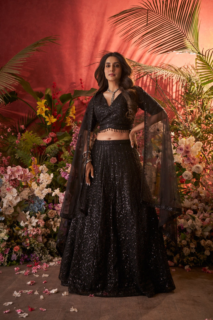 Black Beauty Sequin Lehenga Set