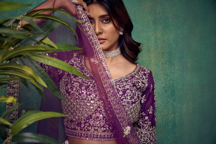 Exquisite Purple Embroidered Lehenga
