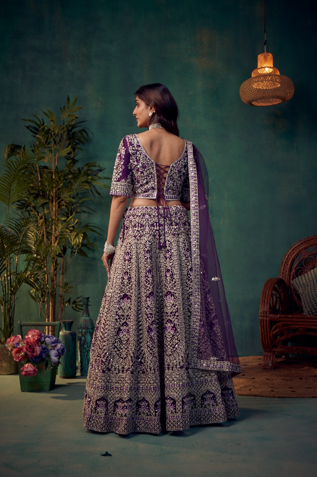 Exquisite Purple Embroidered Lehenga