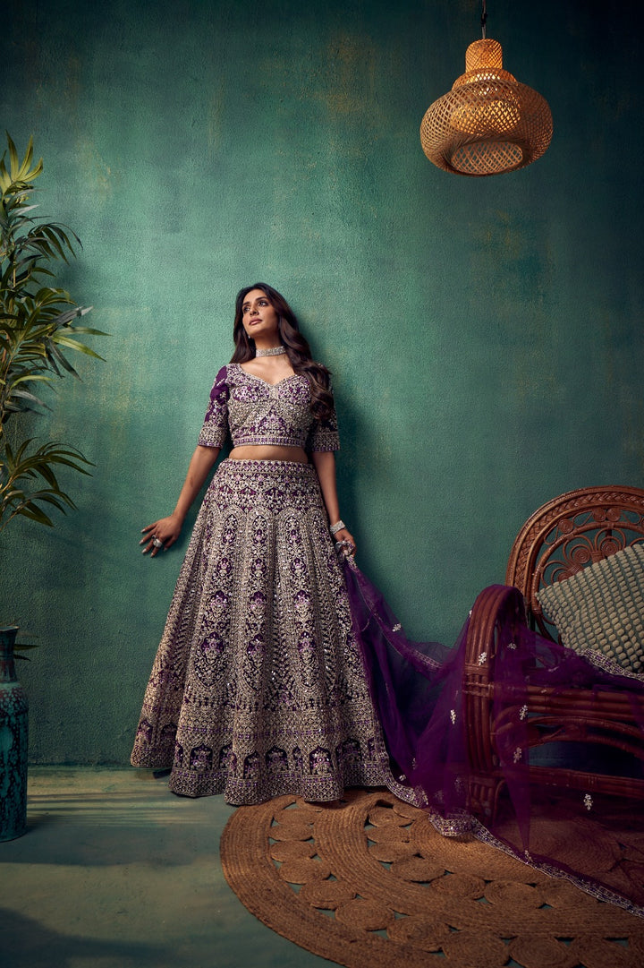 Exquisite Purple Embroidered Lehenga