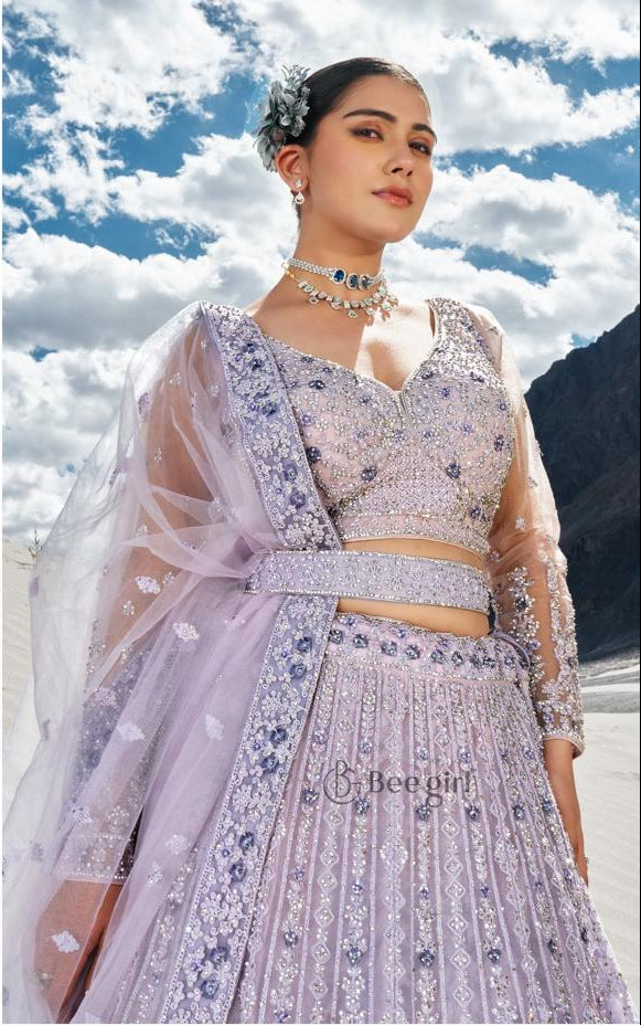 Embroidered Pastel Lehenga Set