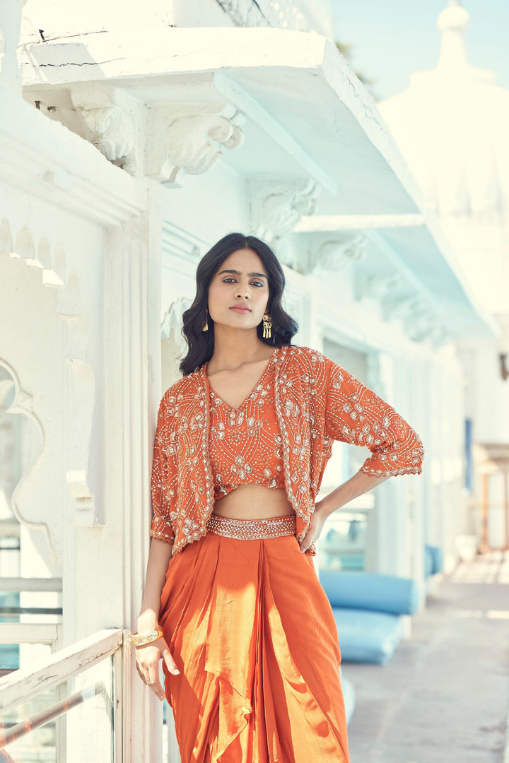 Rust Orange Embellished Jacket