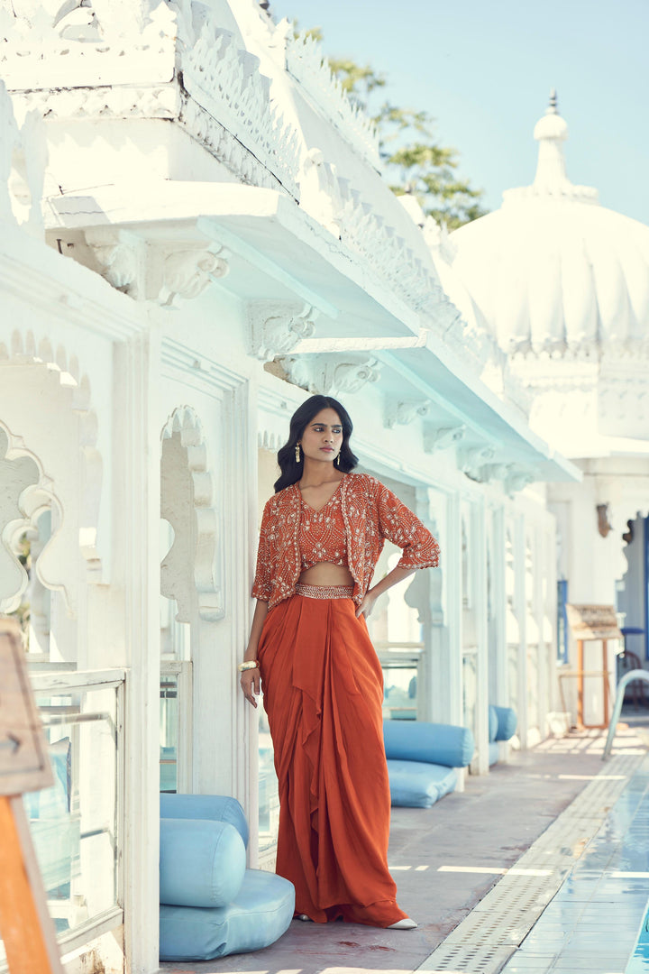 Rust Orange Embellished Jacket