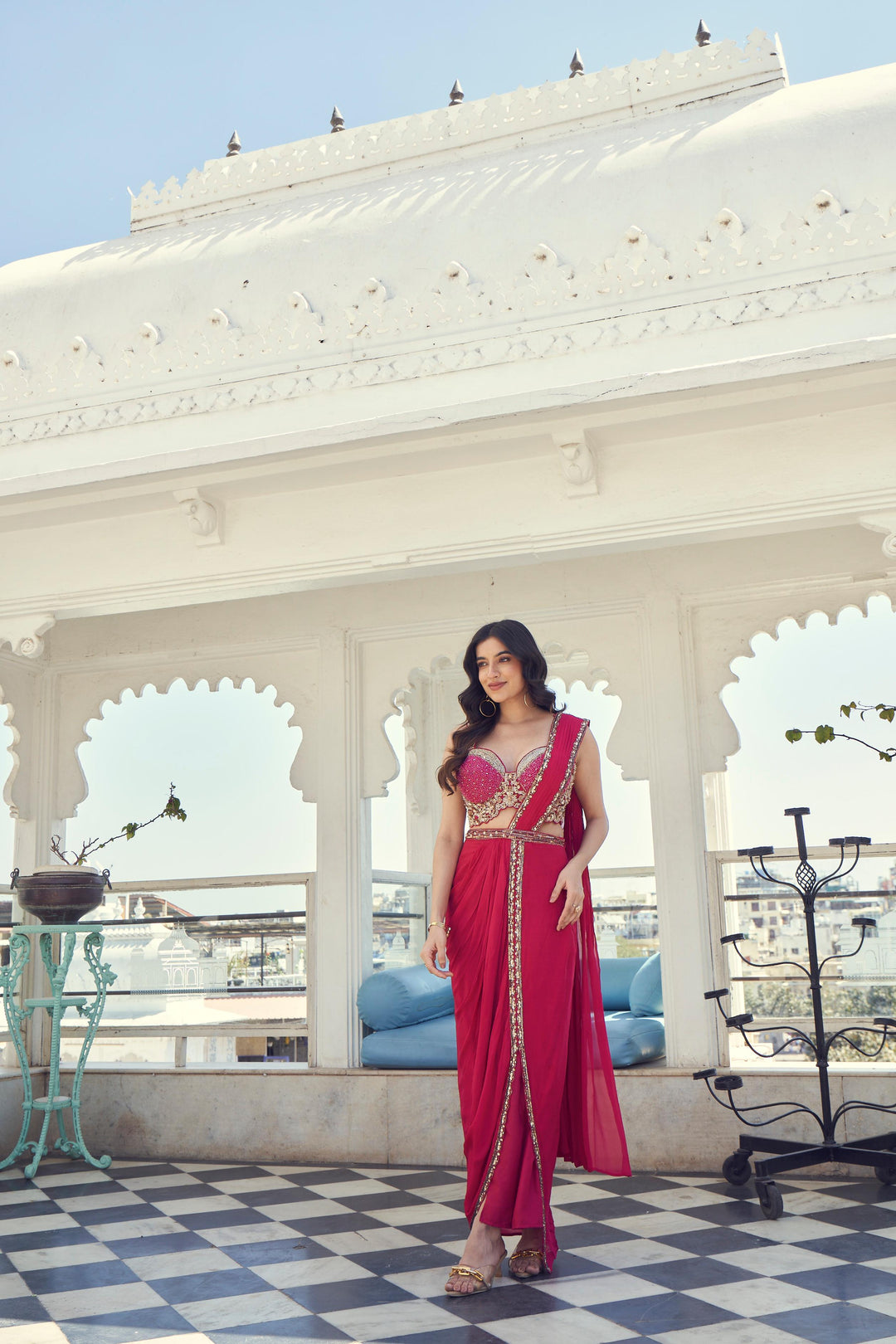 Designer Draped Saree with Embellished Blouse