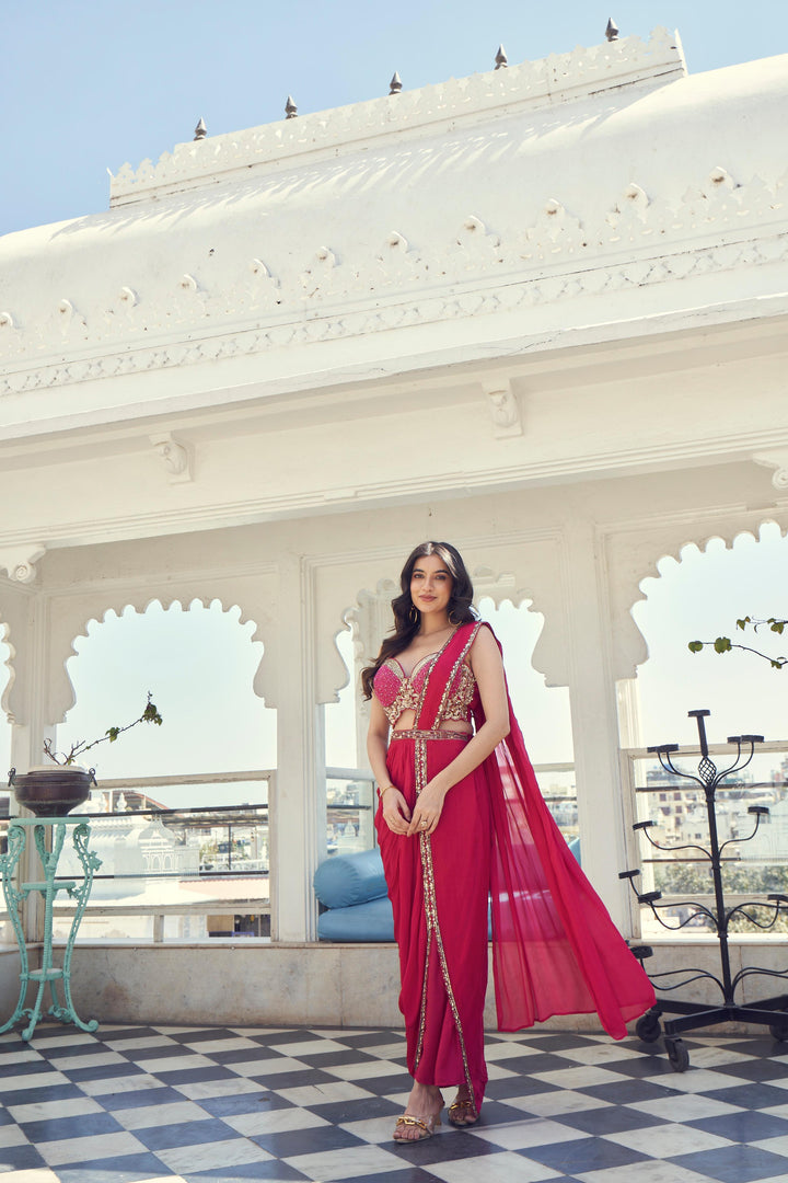 Designer Draped Saree with Embellished Blouse