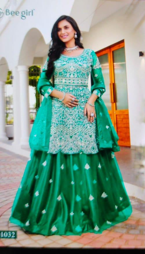 Royal Radiance Green Net Lehenga