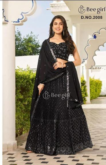 Moonlit Grace – Black Sequin Dream Lehenga