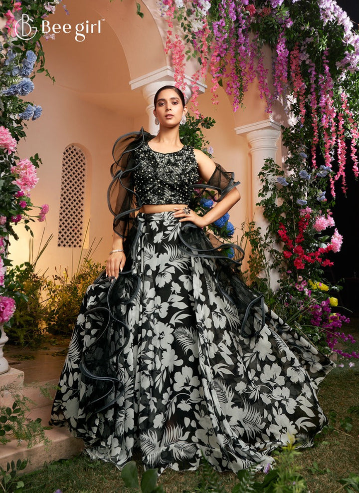 "Midnight Bloom Luxe Lehenga Set"