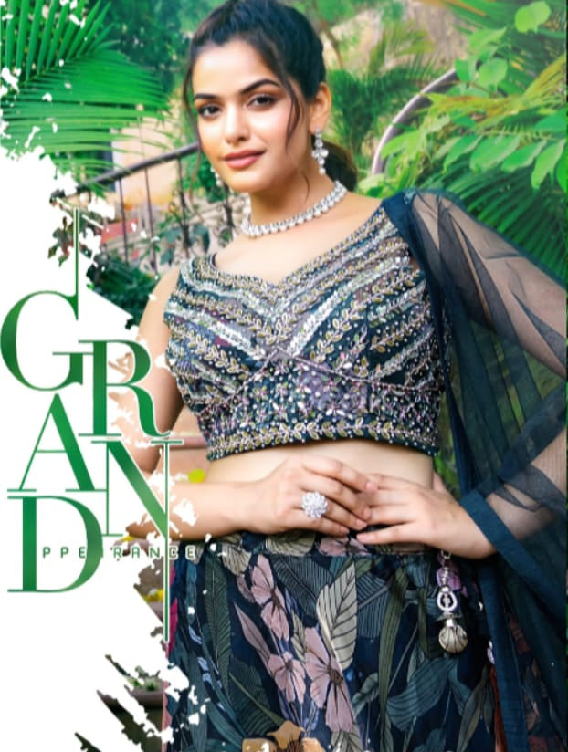 Floral Grace in Black – Designer Lehenga Set