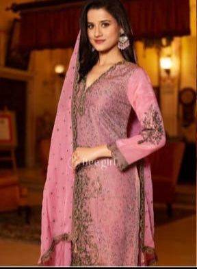 Dusty Rose Ethnic Gown with Dupatta