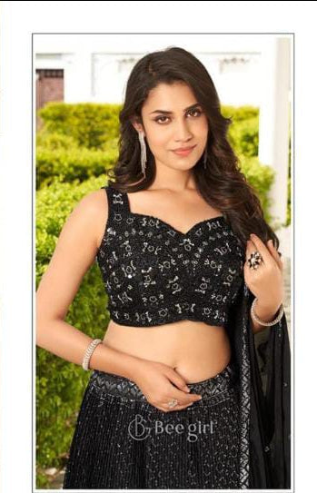 Moonlit Grace – Black Sequin Dream Lehenga