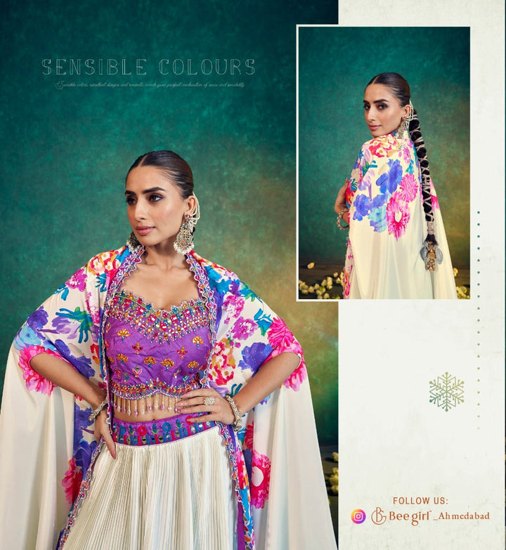 Elegant Floral Print Draped Jacket
