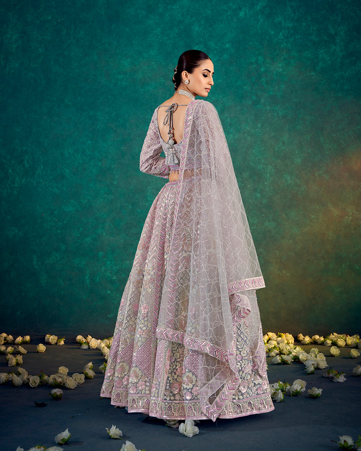 Classic Lavender Embroidered Lehenga Set