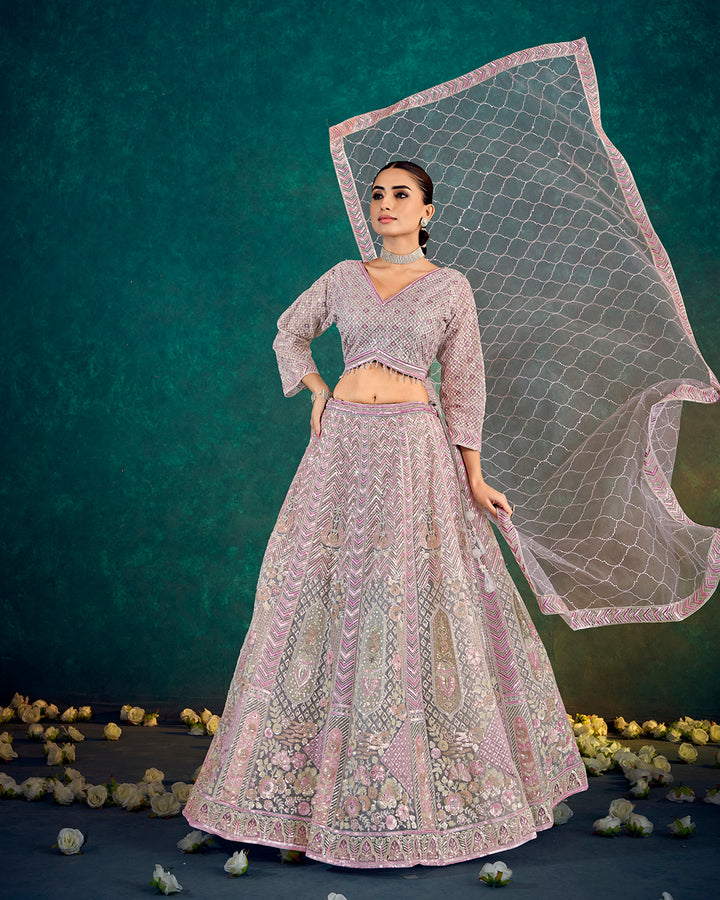 Classic Lavender Embroidered Lehenga Set