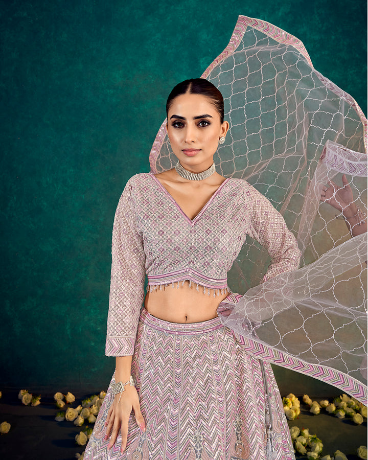 Classic Lavender Embroidered Lehenga Set
